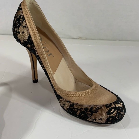 DIOR Tan Satin Lace Women's Pumps 37EU 7US - Picture 6 of 12